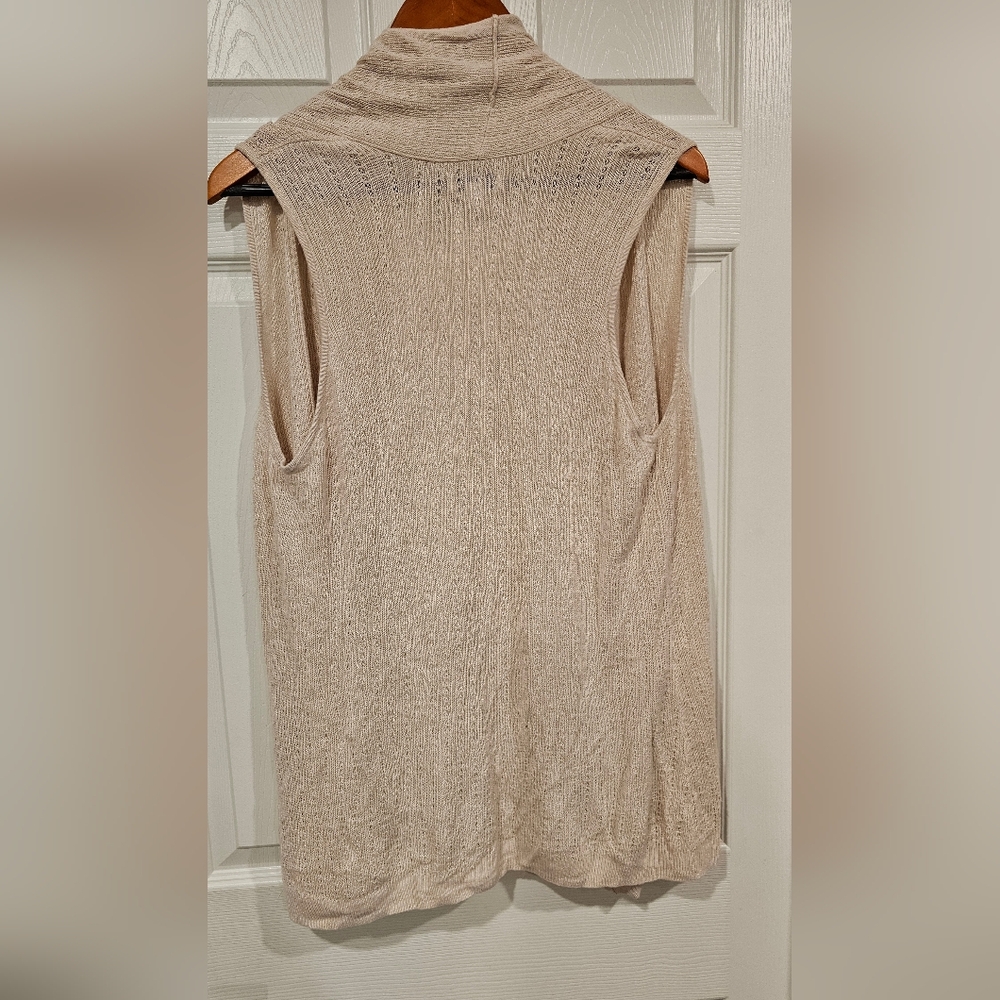 Croft & Barrow Women's Beige Open-Front Sleeveless Cardigan-Size M - Picture 2 of 5